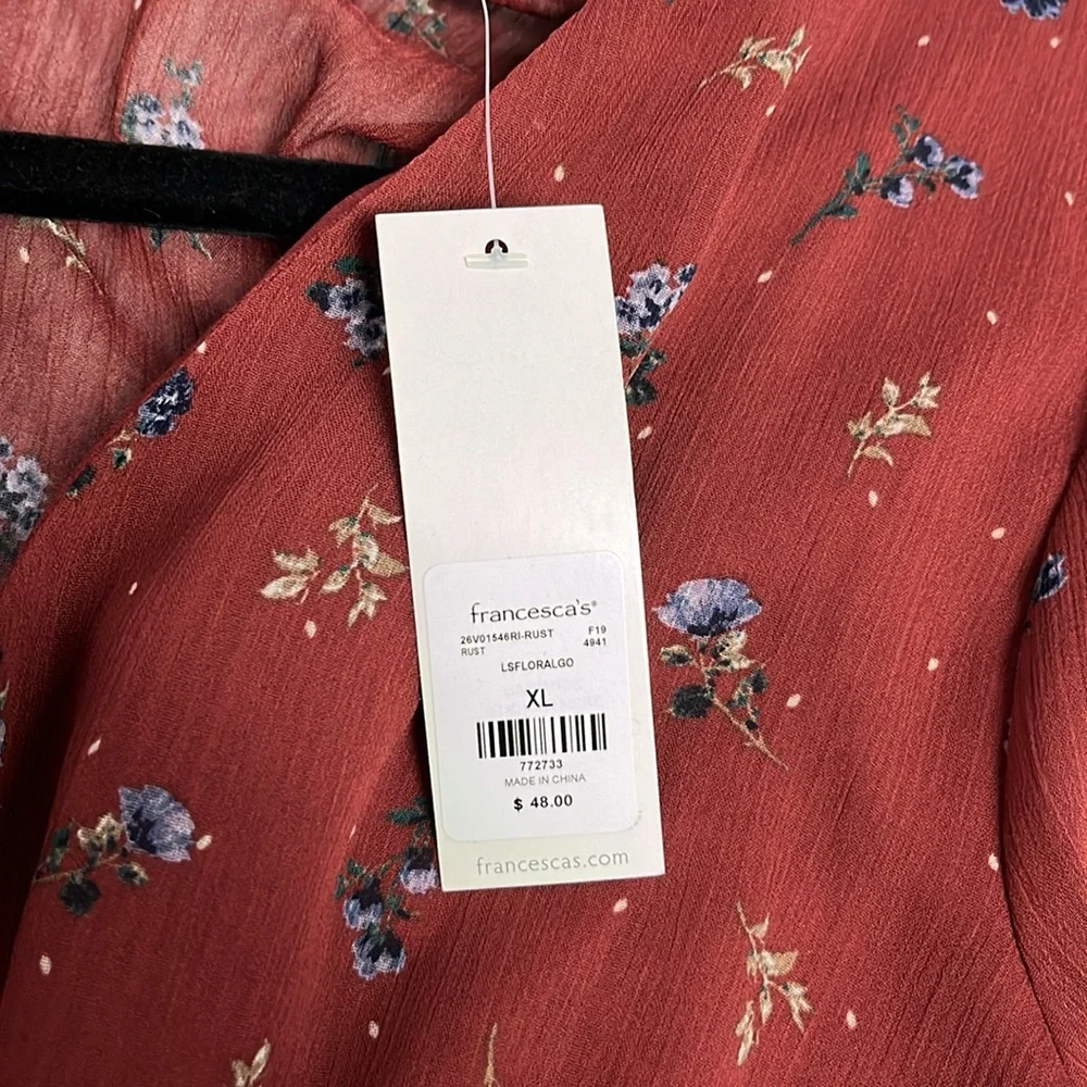 Trixxi Burgundy Long Sleeve Floral Dress XL - Picture 11 of 11